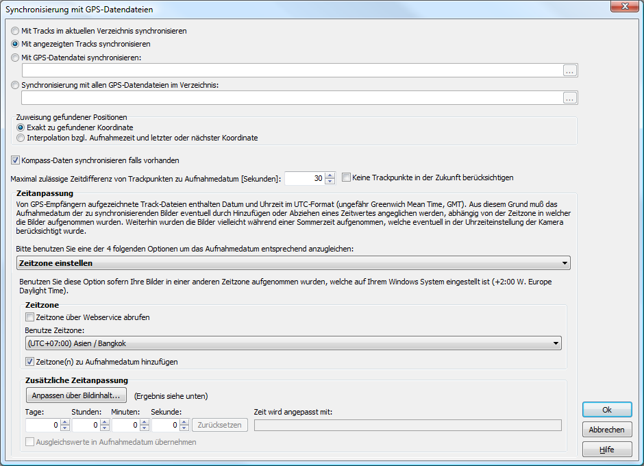 Synchronisierung mit GPS-Datendateien